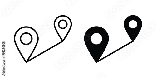 Route icon strokes and flat black vectors. Illustrations EPS10