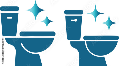 Minimalist Toilet Sanitation and Restroom Cleaning Icon Set, vector, illustration, silhouette.