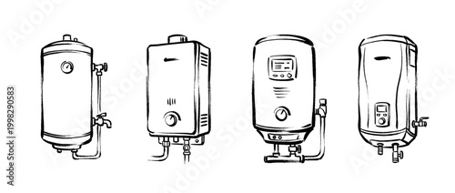 water heater , Traditional Chinese Brush , strokes swirl style