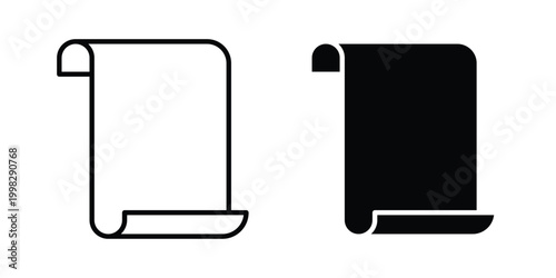 Scroll icon strokes and flat black vectors. Illustrations EPS10