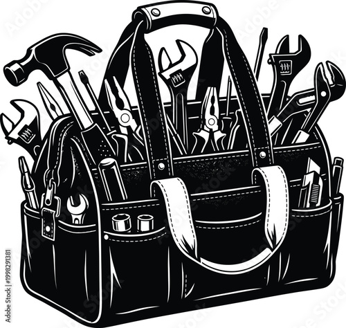Professional Contractor Tool Bag with Essential Hand Tools