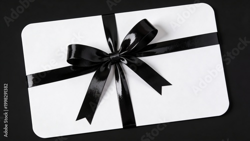 features a minimalist and elegant gift card design. The card is rectangular with rounded corners, predominantly white in color, and occupies the center of the image against a plain background. A sleek