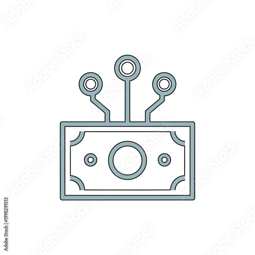 Illustration of a microchip with integrated circuit connections and a cpu-like design
