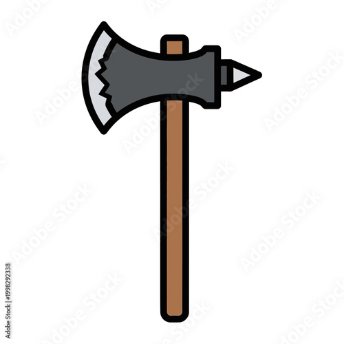 Cartoon illustration of an axe head.