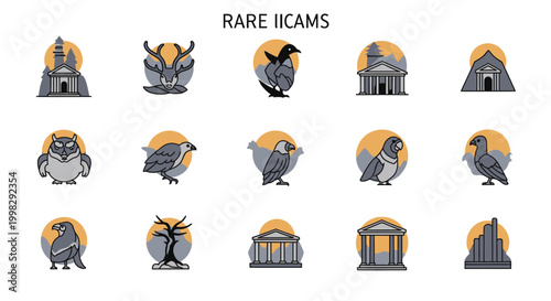 Rare IICAMS icons on white background.