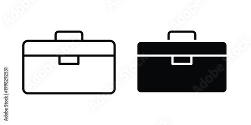 Suitcase icon strokes and flat black vectors. Illustrations EPS10