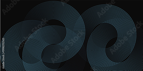 Dark blue abstract background with glowing circle lines. Geometric stripe line art design. Modern shiny blue diagonal rounded lines pattern. suit for bussines,banners,cover,poster