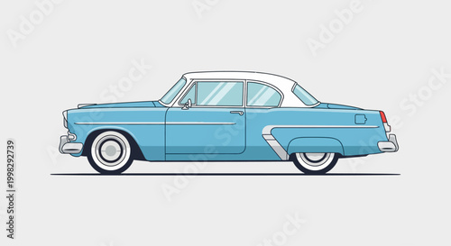 Fotografie Vintage Blue Classic American Car Model.