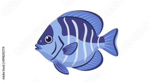 Blue striped fish with fins swimming.