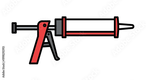 Red Caulk Gun Tool Closeup.