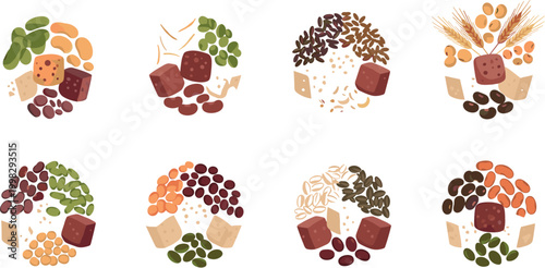 Casino Gambling Icon Set with Poker Cards Dice Chips and Decorative Circular Layout Designs for Game UI Betting Graphics and Entertainment Illustration