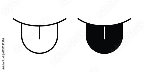 Tongue icon strokes and flat black vectors. Illustrations EPS10