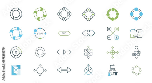 Collection of flat icons for flowcharts and diagrams