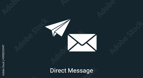 Paper airplane and envelope symbolizing direct message.