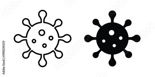 virus icon strokes and flat black vectors. Illustrations EPS10