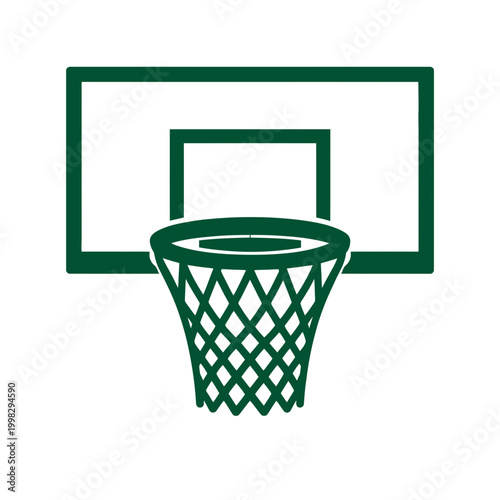 Flat vector design of a professional basketball hoop with a backboard and net
