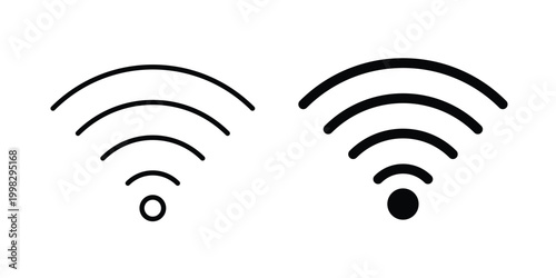 Wifi Signal icon strokes and flat black vectors. Illustrations EPS10