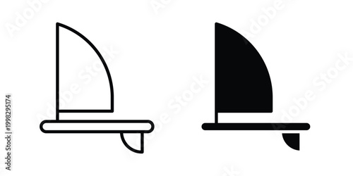 Windsurf icon strokes and flat black vectors. Illustrations EPS10