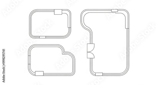Top View Building Blocks Set Simple Architectural Shapes Plan View Minimal Thin Line Vector Illustration Elements