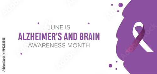 June is Alzheimer’s and Brain Awareness Month Background Design Banner poster post 