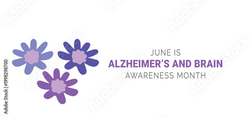June is Alzheimer’s and Brain Awareness Month Background Design Banner poster post 