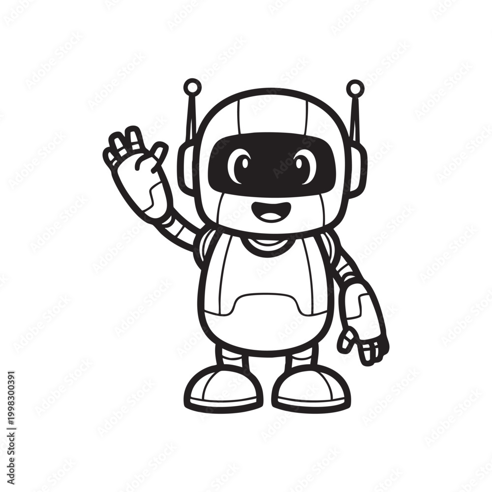 Fototapeta premium friendly robot waving hand silhouette high quality professional detailed modern elegant stylish clean crisp vibrant colorful