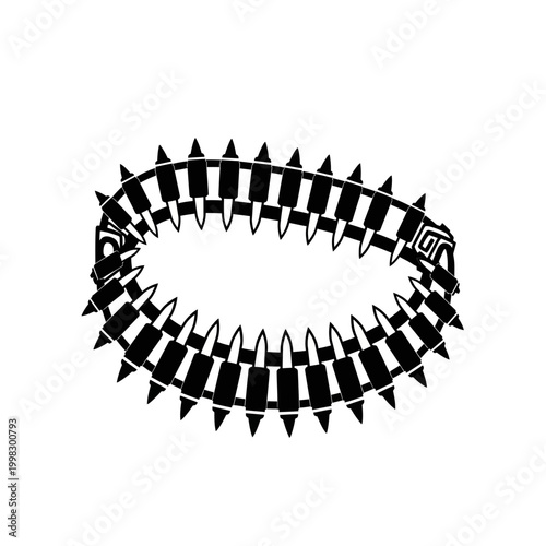 Black and white spiked chain link.