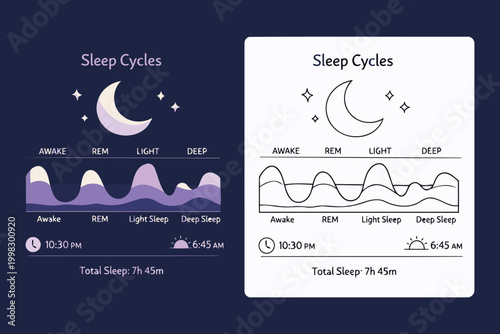 Quadro su tela Sleep cycle infographic with time and stages illustration Vector