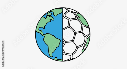 The world cup football tournament globe illustration symbolizes global sports event