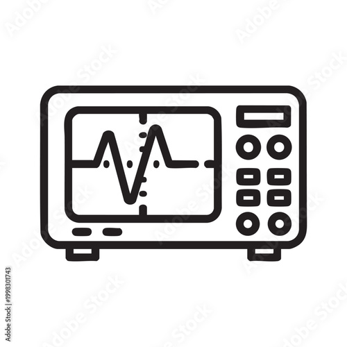 oscilloscope icon in black and white silhouette high quality professional detailed modern elegant stylish clean crisp