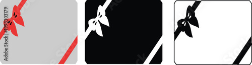 Gift voucher set collection with red bow ribbon decoration vector Illustration. A set of gift voucher on white background.