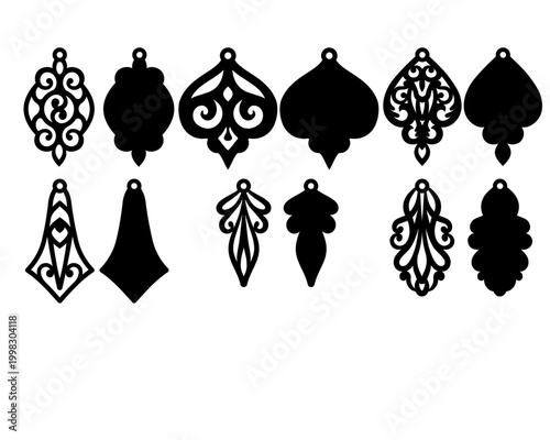 Earrings SVG Template Set, Double Layer Vector Earrings, Laser Cut Files, Bijouterie Design. Templates for laser and other cutting machines