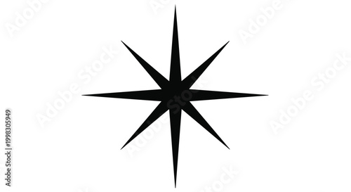 Eight Pointed North Star Silhouette for Christmas Bethlehem Star and Celestial Holiday Decoration