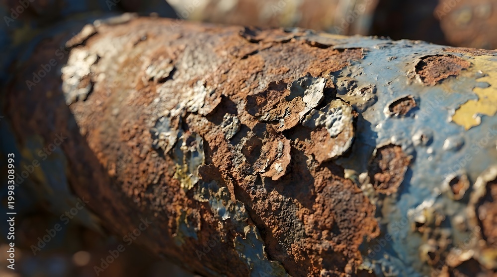Fototapeta premium Close-up of corroded and rusty metal pipe with peeling paint
