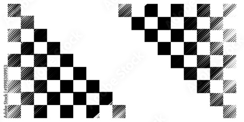 Quadro su tela Race flag grunge background, car rally or motocross finish flag with vector checker pattern