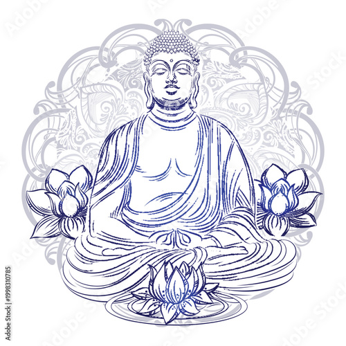 buddha statue vector illustration