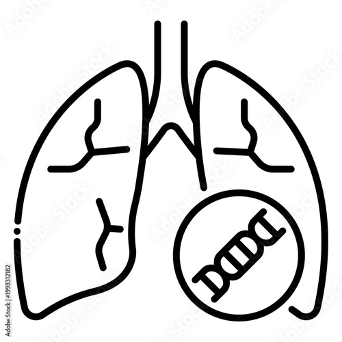 Minimalist Tuberculosis Lung DNA Medical Icon