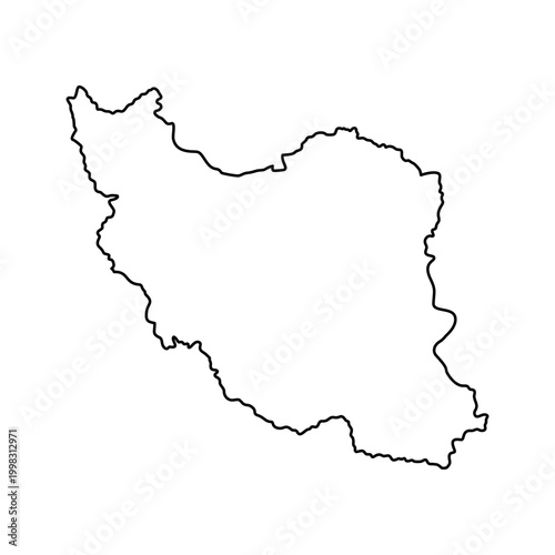Outline map of Iran, a geopolitical entity in Western Asia, offering a clear geographical representation for informational and travel purposes