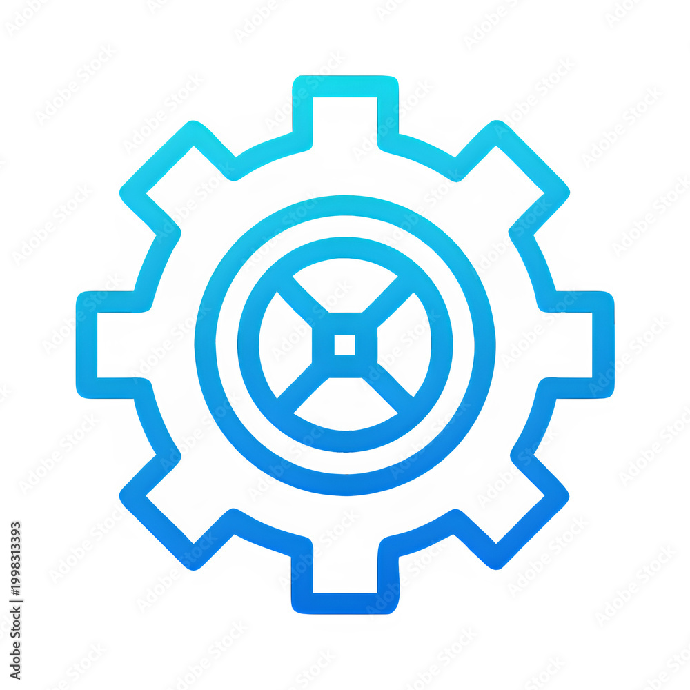 Obraz premium Mechanical Gear Icon Symmetrical Modern Symbol
