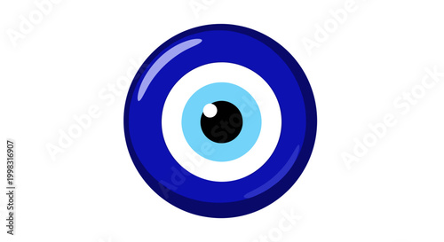 Evil Eye Amulet Icon, Blue Talisman for Protection, Minimalist Graphic with Copy Space