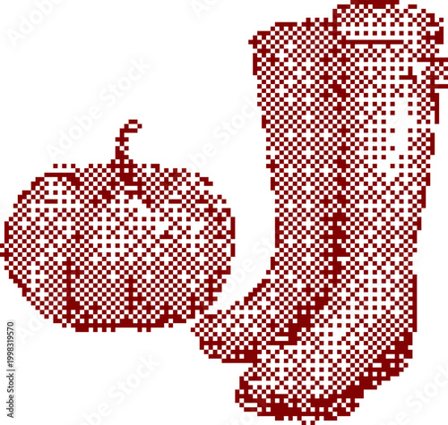 Autumn Harvest Pumpkin with Tall Rain Boot for Fall Farm Season