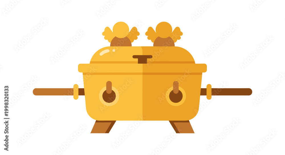 Fototapeta premium Golden Ark of the Covenant Illustration with Cherubim, Copy Space