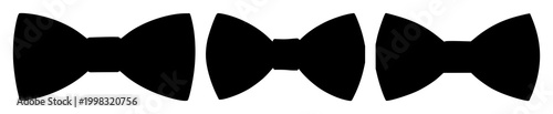 Bow tie set with bold black silhouette on clean white background featuring fashion, accessory, formal with monochrome and silhouette