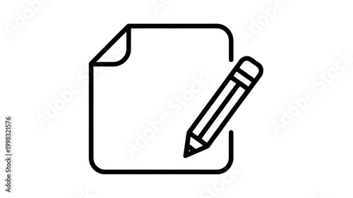 Black pencil on a sheet of paper icon