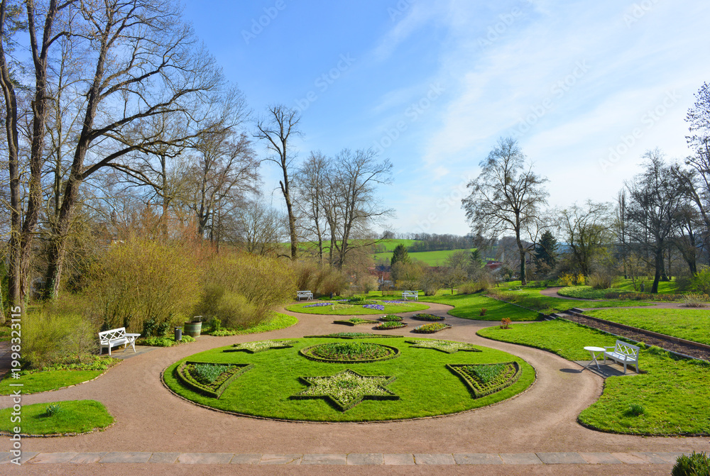 Fototapeta premium Landscape architecture at the Kochberg Castle estate in Thuringia, Germany