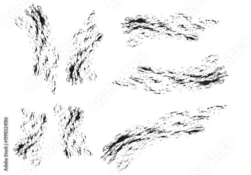 Conjunto de trazos de pincel negros con texturas de salpicaduras y efectos de manchas