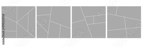 Set of collage grid manga comic storyboard layout panel blank template. Empty page frame for comic book, photo collage, poster, flyer. Vector illustration