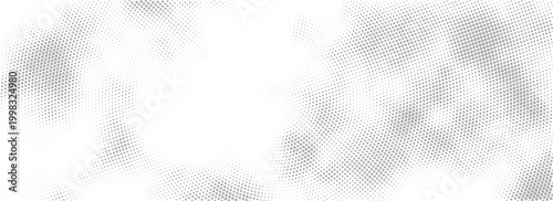 Black and white radial halftone pattern with a burst effect, ideal for advertising banners and display designs.