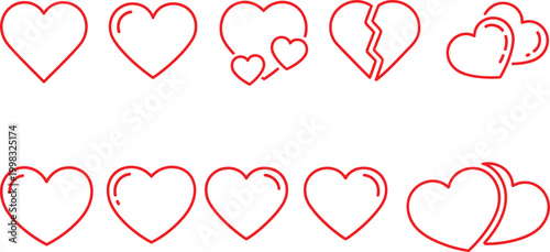 Red heart shape set Vector