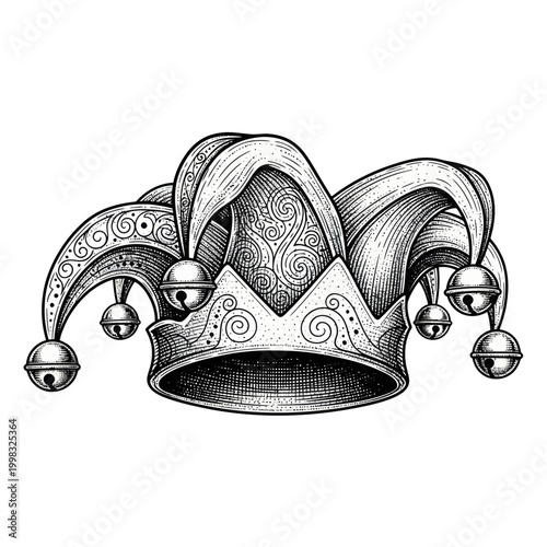 Jester Hat with Bells - Vintage Illustration